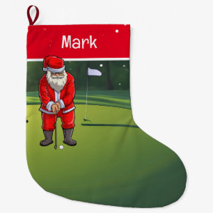 Golf Christmas Gifts with Santa Claus Large Christmas Stocking