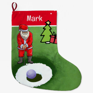 Golf Christmas Gifts with Santa Claus Large Christmas Stocking