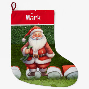 Golf Christmas Gifts with Santa Claus Large Christmas Stocking