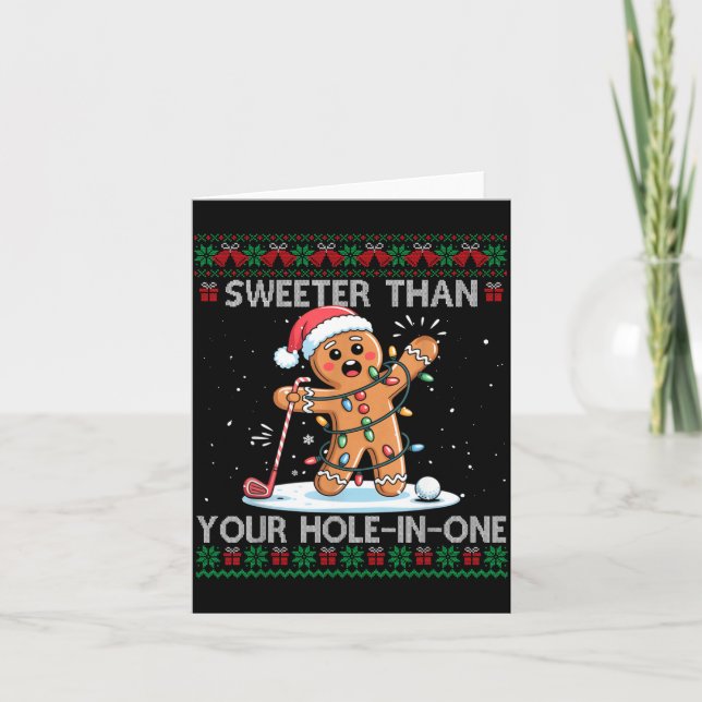 Golf Christmas Gingerbread Sweeter Than Your Hole- Card (Front)