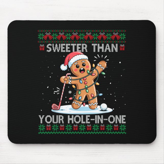 Golf Christmas Gingerbread Sweeter Than Your Hole- Mouse Mat (Front)