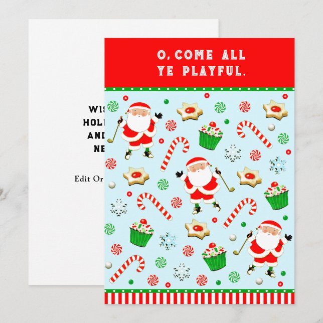 Golf Christmas Holiday Cards (Front/Back)