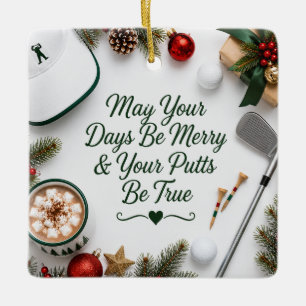 Golf Christmas Holiday Ceramic Ornament