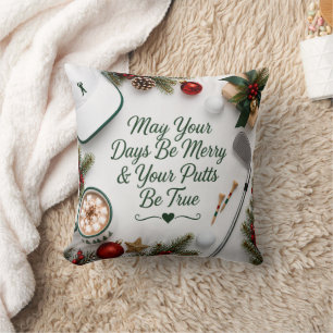 Golf Christmas Holiday Cushion