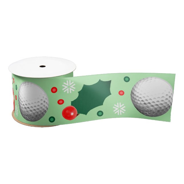 Golf Christmas Holiday Gift Satin Ribbon (Spool)