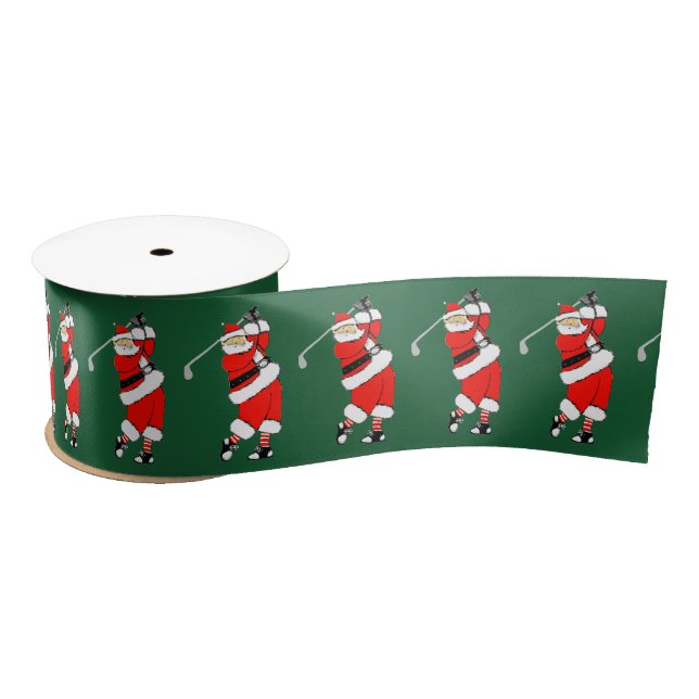 Golf Christmas Holiday Gift Satin Ribbon (Spool)