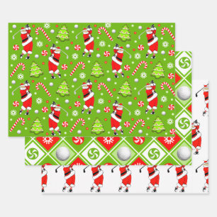 Golf Christmas Holiday Gift Wrapping Paper