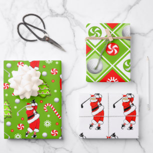 Golf Christmas Holiday Gift Wrapping Paper