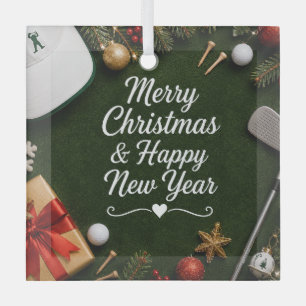 Golf Christmas Holiday Glass Tree Decoration