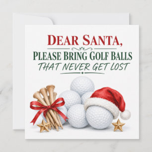 Golf Christmas Holiday Golf Ball with Santa Hat Card