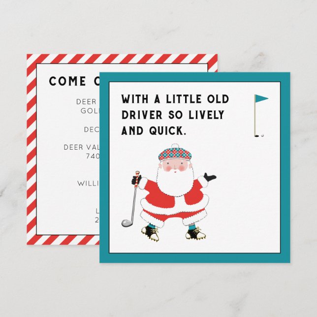 Golf Christmas Holiday Invitations (Front/Back)