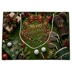 Golf Christmas Holiday Large Gift Bag