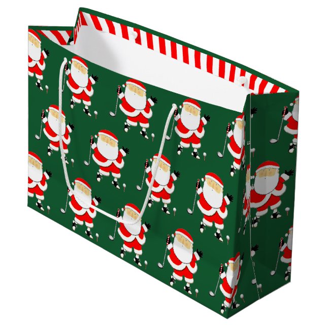 Golf Christmas Holiday Large Gift Bag (Front Angled)