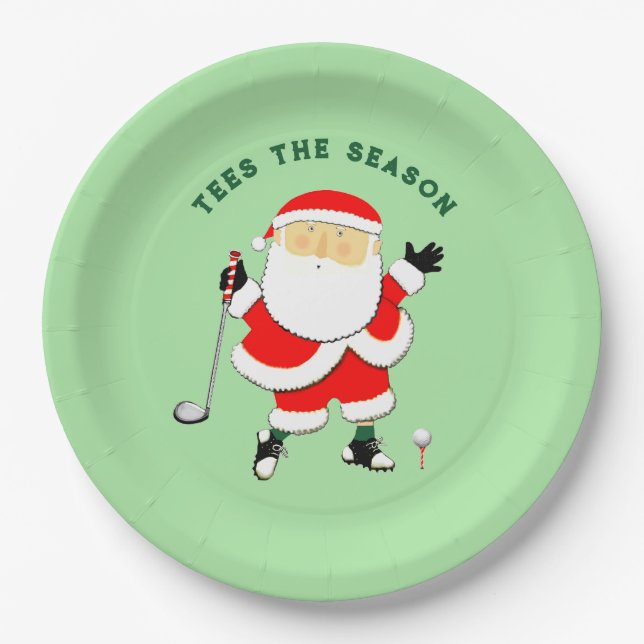 Golf Christmas Holiday Paper Plate (Front)