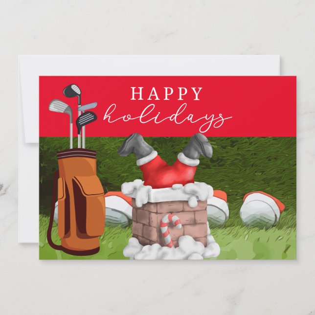 Golf Christmas Holiday Santa Claus watercolor (Front)