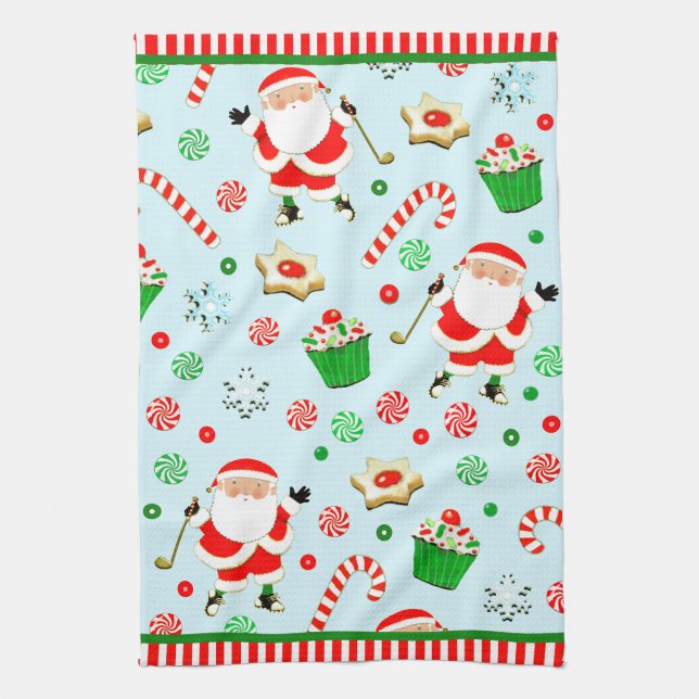 Golf Christmas Holiday Tea Towel (Vertical)