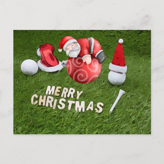 Golf Christmas Holiday with ball and Santa Claus (Front)