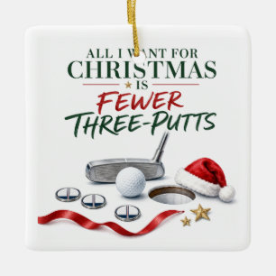 Golf Christmas Holiday with golf ball for golfer Ceramic Ornament