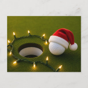 Golf Christmas Holiday with golf ball for golfer Postcard
