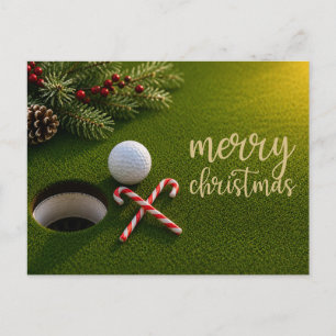 Golf Christmas Holiday with golf ball for golfer Postcard