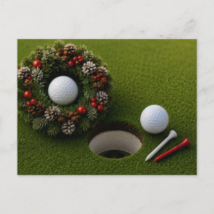 Golf Christmas Holiday with golf ball for golfer Postcard