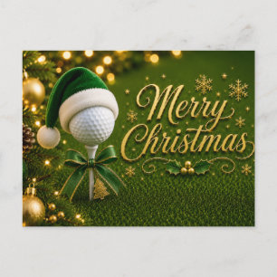 Golf Christmas Holiday with golf ball for golfer Postcard