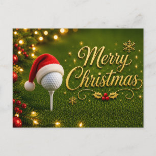 Golf Christmas Holiday with golf ball for golfer Postcard