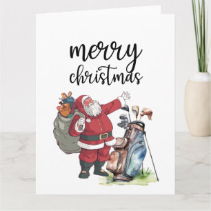 Golf Christmas Holiday with Santa Claus  Card