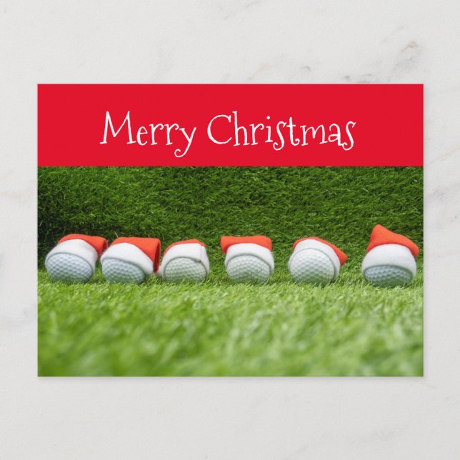 Golf Christmas Holiday with Santa hat on green (Front)