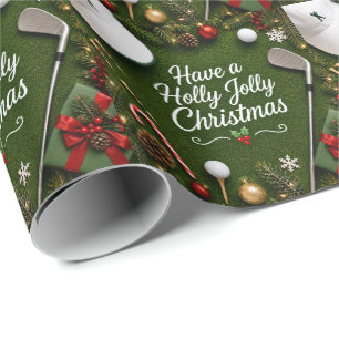 Golf Christmas Holiday Wrapping Paper