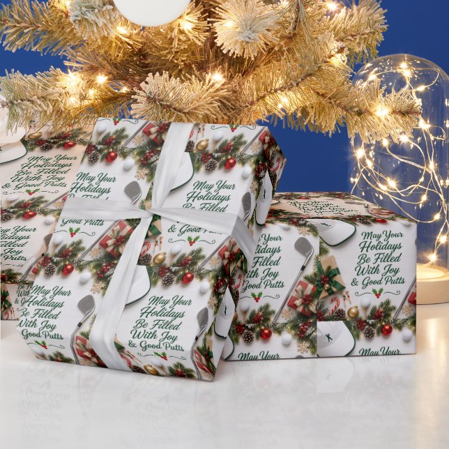 Golf Christmas Holiday Wrapping Paper (Holidays)