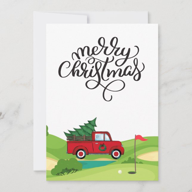 Golf Christmas in golf course for golfer Holiday Card (Front)