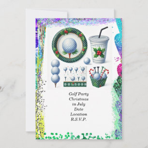 Golf Christmas in July for golfer with golf ball Invitation