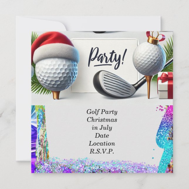 Golf Christmas in July for golfer with golf ball  Save The Date (Front)