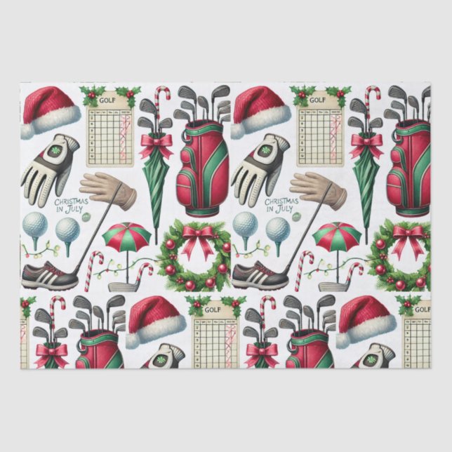 Golf Christmas in July for golfer with golf ball  Tissue Paper (Front)