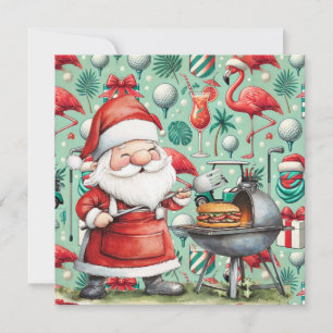 Golf Christmas in July for golfer with Santa Claus Holiday Card