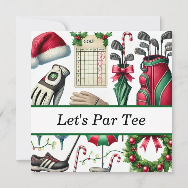 Golf Christmas in July for golfer with Santa Claus Holiday Card (Front)