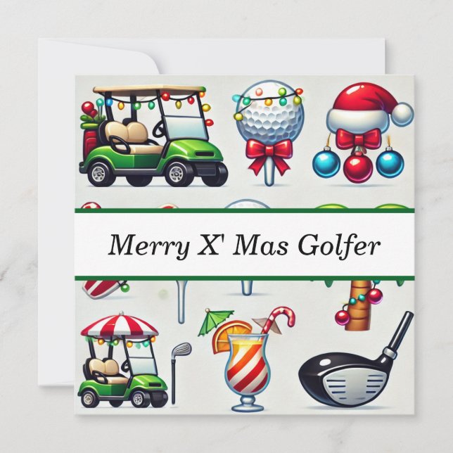 Golf Christmas in July for golfer with Santa Claus Holiday Card (Front)