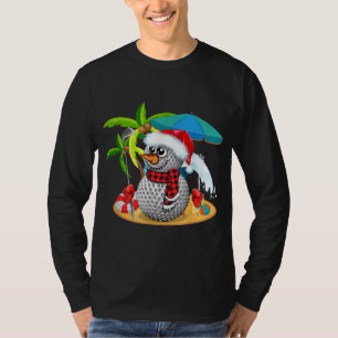 Golf Christmas in July Summer Snowman Golfer Party T-Shirt