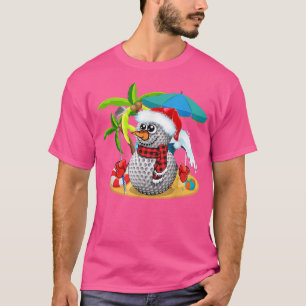 Golf Christmas In July Summer Snowman Golfer Party T-Shirt