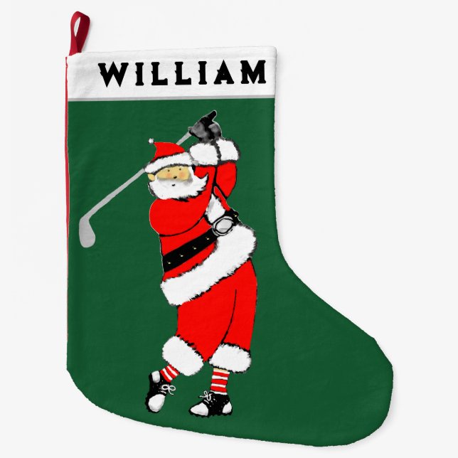 Golf Christmas Large Christmas Stocking (Front)
