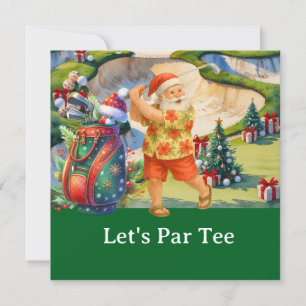 Golf Christmas Let’s Par tee with golf bag  Invitation