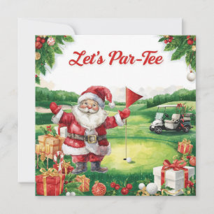 Golf Christmas Let’s Par tee with Santa Claus Holiday Card