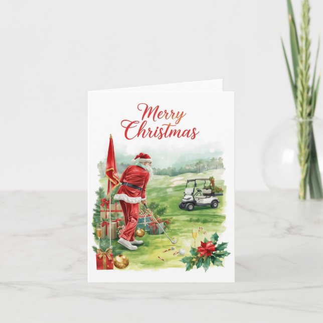 Golf Christmas  Let’s Par tee with Santa Claus   Holiday Card (Front)