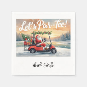 Golf Christmas Let's Par Tee with Santa Claus Napkin