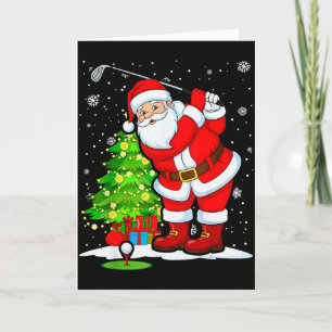 Golf Christmas Men Club Playing Santa Claus  Card