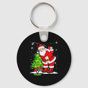 Golf Christmas Men Club Playing Santa Claus  Key Ring