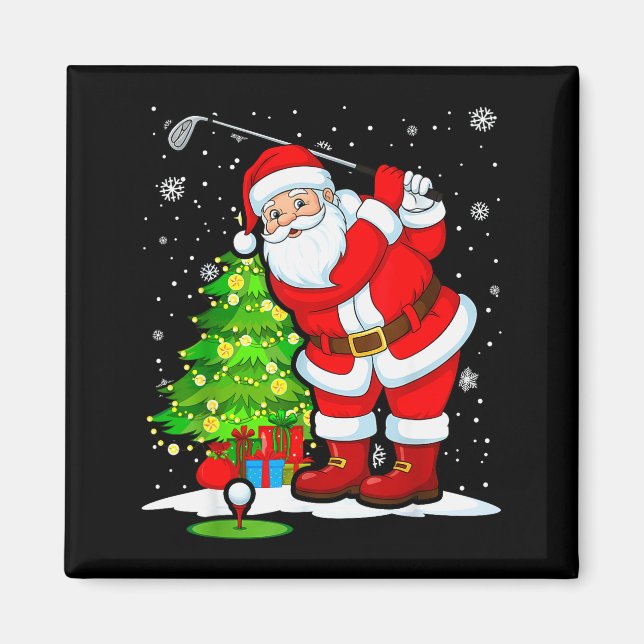 Golf Christmas Men Club Playing Santa Claus  Magnet (Front)