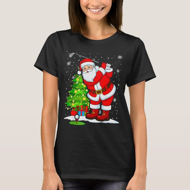 Golf Christmas Men Club Playing Santa Claus  T-Shirt (Front)