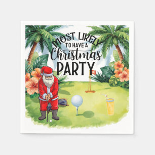Golf Christmas Most likely to have Christmas Party Napkin